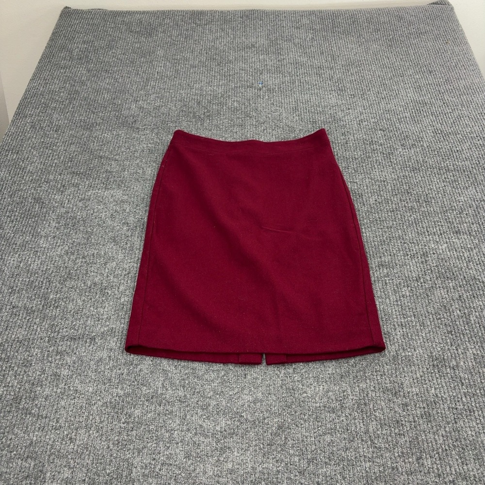 J Crew Pencil Skirt Womens 4 Burgundy Wool Blend Back Vent Classic Professional
